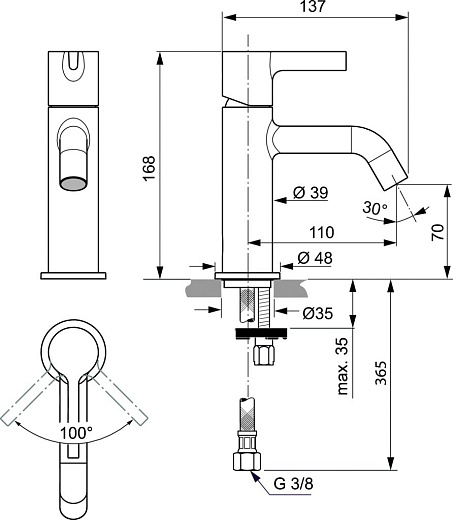 Смеситель для умывальника ldeal Standart Atelier JOY хром