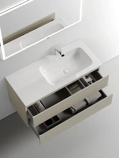 Тумба под раковину Sancos Snob T 100 см подвесная, правая, Beige Soft, SNT100RCE
