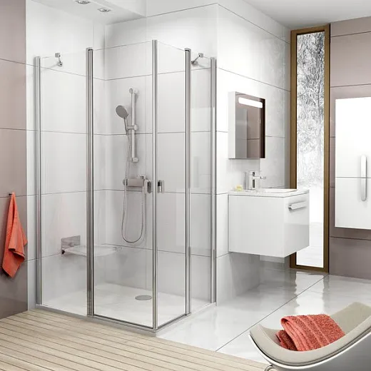Душевая дверь для ограждения Chrome 90х195 см, crv2-90 блестящий transparent, 6 мм