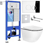 Комплект инсталляции с унитазом 6 в 1 Roxen StounFix Dual Fresh 964658 (состоит из: 710200, Santi 410260CH, 530110-01B)