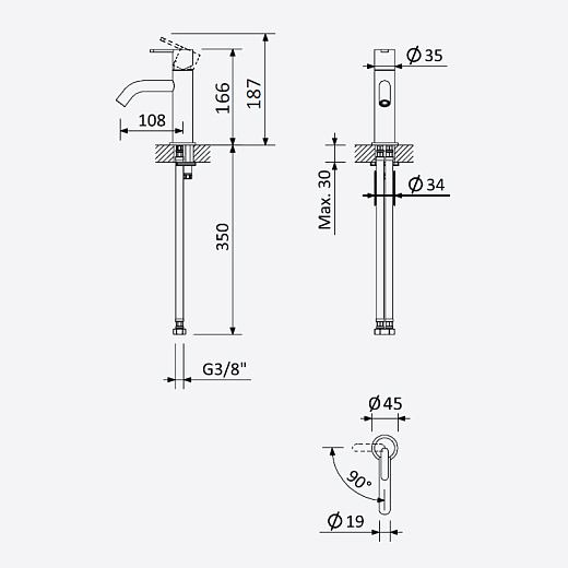 Смеситель для умывальника Bruma Leaf 1670011SR Sunrise золото матовое