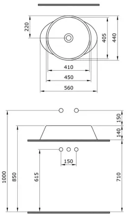 Раковина Bocchi Capri 1010-006-0125, серая