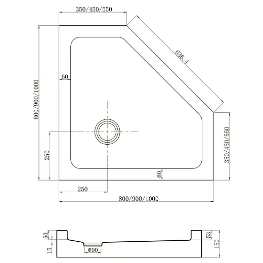 Душевой поддон Veconi Tezeo Acrylic TZ53B-100-C5 100x100 черный