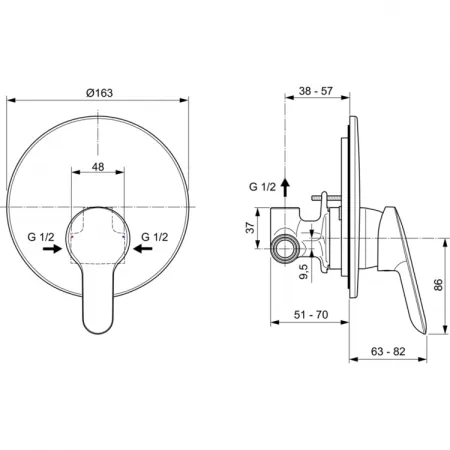 Смеситель для душа встраиваемый  Ideal Standard DOT 2.0 A7164AA