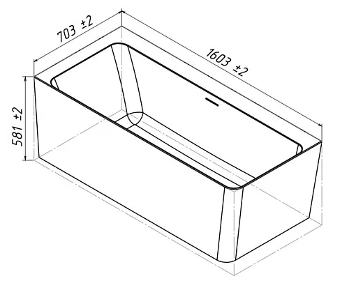 Ванна из искусственного камня Belux Турин ТУ-1600 L 160х70см левая, solid surface, белый матовый 18, 4810924289193
