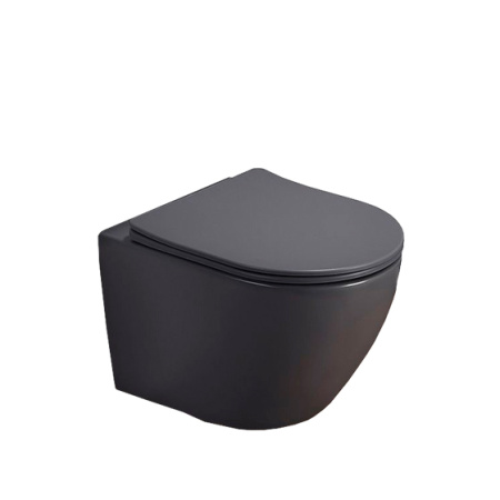 Унитаз подвесной UnicoPureza UP Uno Cinzento 37x49 безободковый матовый оружейная сталь SoftClose Унитаз подвесной UnicoPureza UP Uno Cinzento 37x49 безободковый матовый оружейная сталь SoftClose