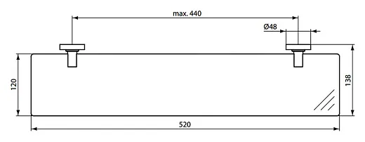 Полка Ideal Standard IOM прозрачное стекло