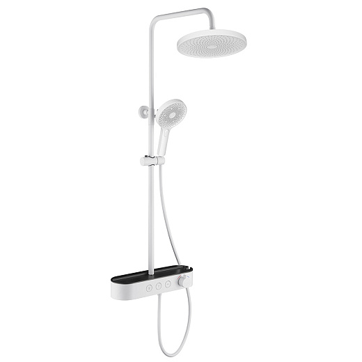 AQM8009W Душевая система  AQUAme со смесит. (верхн. душ 260мм, ручн. душ 3 режима, каскад. излив), цвет белы