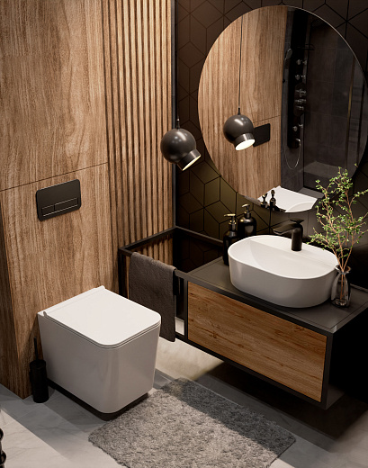 AQM2003 Унитаз подвесной AQUAme с сиденьем SoftClose, технология смыва Rimless, скрытый крепеж. 530x365x360