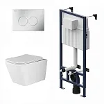 Инсталляция Am.Pm ProC, с безободковым унитазом Ceramicanova Metric Rimless, сиденье микролифт, клавиша смыва, I012707/CN3007/I070131