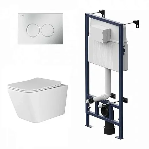Инсталляция Am.Pm ProC, с безободковым унитазом Ceramicanova Metric Rimless, сиденье микролифт, клавиша смыва, I012707/CN3007/I070131
