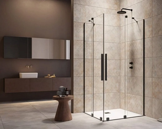 Душевая дверь Radaway Furo KDD Black, 90 x 200 см, с неподвижной частью, стекло прозрачное, профиль черный, правая, 10105090-54-01R