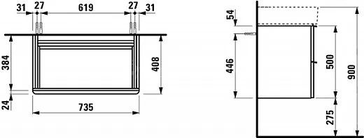 Тумба под раковину Laufen Space 4101821601001, 73,5 x 40,8 см