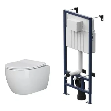 Инсталляция Am.Pm ProC, с безободковым унитазом Ceramicanova Play Rimless, сиденье микролифт, I012707/CN3001, сантехфарфор