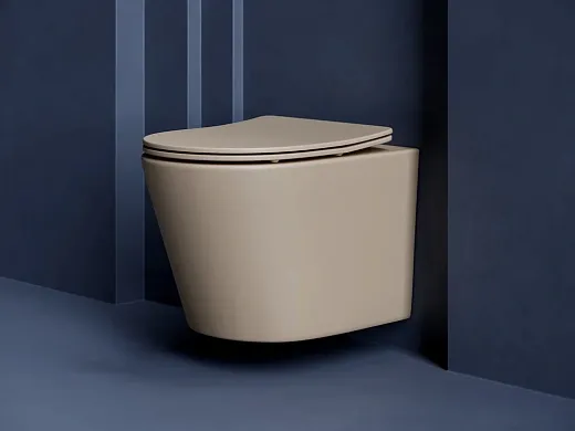 Подвесной унитаз Ceramicanova Balearica CN6000MC Rimless, безободковый, крышка микролифт, капучино матовый, сантехфарфор