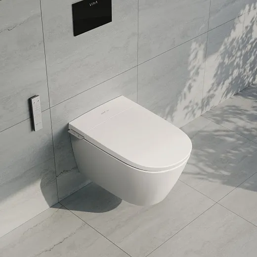 Унитаз подвесной умный  VitrA V-Care 3 Prime крышка микролифт, с функцией биде, пульт ДУ, белый, 7777B403-6399