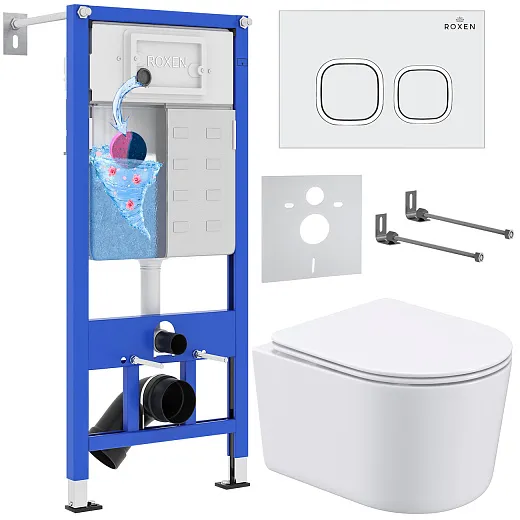 Комплект инсталляции с унитазом 6 в 1 Roxen StounFix Dual Fresh 916803 (состоит из: 710200, Santi 410280W, 530120-01)