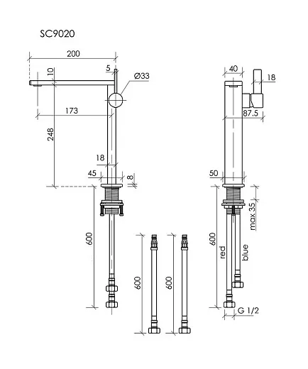 Смеситель для раковины Sancos Linn SC9020GG, вороненая сталь