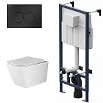 Инсталляция Am.Pm ProC, с безободковым унитазом Ceramicanova Metric Rimless, сиденье микролифт, клавиша смыва, I012707/CN3007/I070138