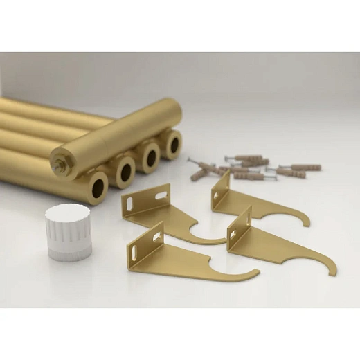 Радиатор трубчатый Сунержа Эстет-0 EU50, 5 секций, нижнее подключение левое/правое, цвет матовое золото, 032-0320-1805/032-0321-1805