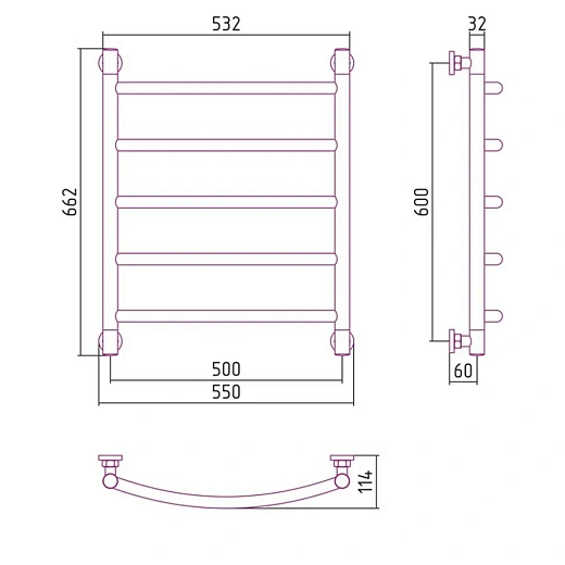 Полотенцесушитель водяной Сунержа Галант+ 600х500 состаренная латунь