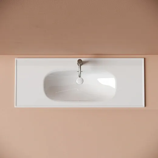 Умывальник накладной Ceramicanova Сабо (Sabo) с отверстием под смеситель 121x46.5x18.5см белый, CN13004