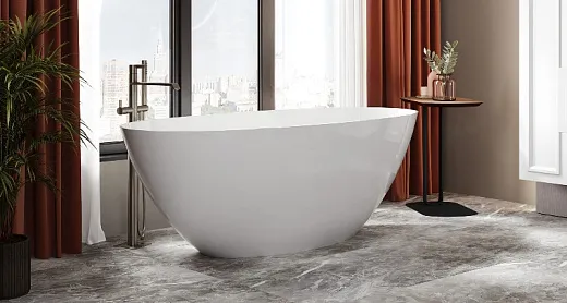 Ванна из искусственного камня Belux Осло Ос-1700 170х75см отдельностоящая, Solid Surface, белый матовый 18, 4810924290786
