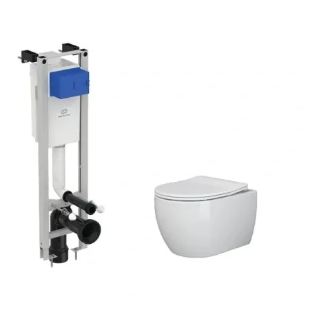 Инсталляция Ideal Standard, с безободковым унитазом Ceramicanova Play Rimless, сиденье микролифт, E233267/CN3001, сантехфарфор