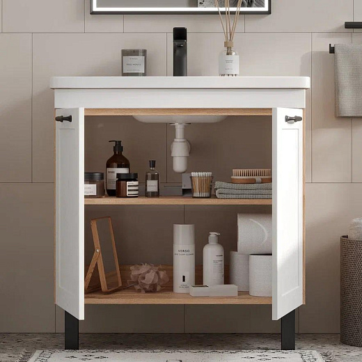 Тумба напольная Equil Lago 80.2D белый/дуб сонома