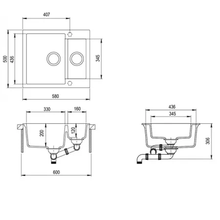 Мойка AquaSanita Tesa SQT 150 222 AW graphite