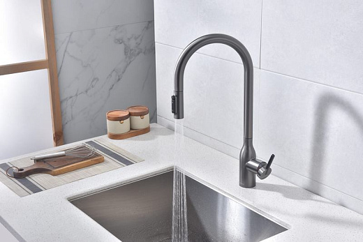 Смеситель PAULMARK UNIVERSAL Un213880-GM, (черный/вороненая сталь)