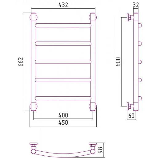 Полотенцесушитель водяной Сунержа Галант+, 600x400, цвет состаренная бронза, 05-0200-6040