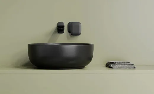 Раковина Ceramicanova Taycan CN12003MB, 37.5 см, сантехфарфор, накладная, черный матовый