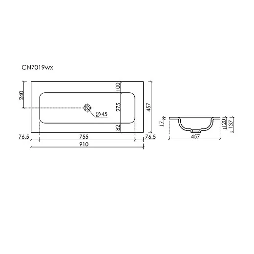 Умывальник Ceramicanova Grace CN7019MBWx 91см сантехфарфор черный матовый (без отв.), CN7019MBWx