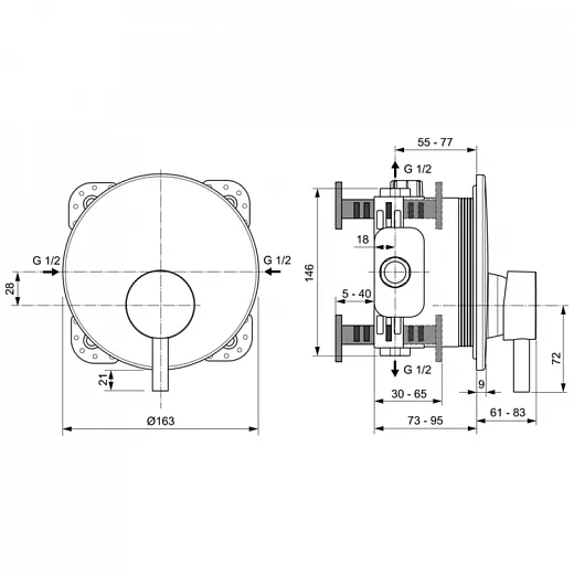 Смеситель для душа встраиваемый  Ideal Standard CERALINE A7388AA