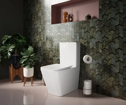 Напольный унитаз Ceramicanova Cubic Rimless CN1803, безободковый, с бачком, сиденье Soft Close, сантехфарфор, белый