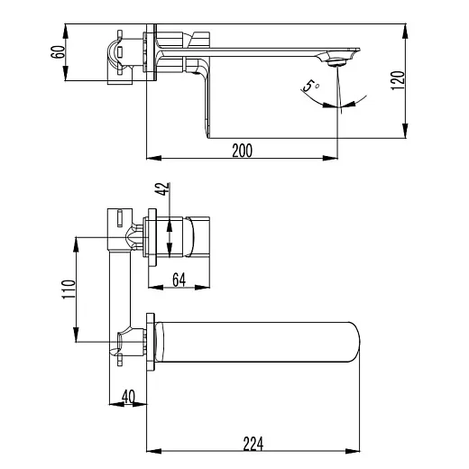AQM6315BG AQUAme Monza Смеситель для раковины настенный на 2 отв., внутр монтаж в компл., Brushed gold