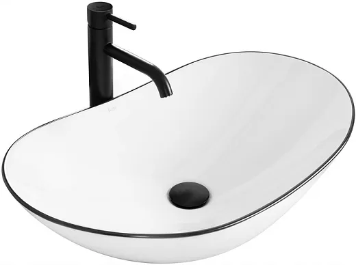 Умывальник Rea Royal Black Edge 60 60х36 белый/черный, REA-U8569