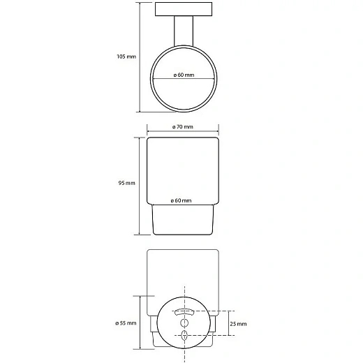 Стакан для зубных щеток Bemeta Hematit 159110012, антрацит глянец