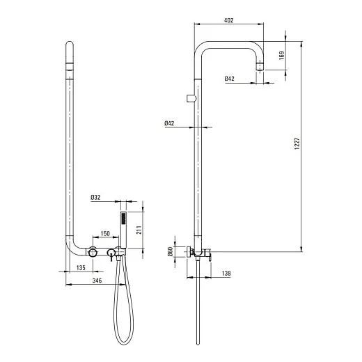 Душевая стойка Deante Silia Steel NQS_F4XM брашированная сталь