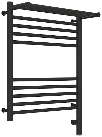 Полотенцесушитель электрический Сунержа Богема 3.0 600 x 500 с полкой, ширина 53.2 см, высота 72.4 см, тёмный титан муар, L/R