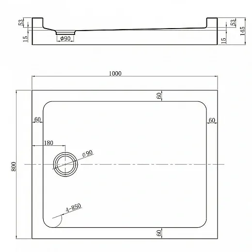 Поддон для душа Veconi Tezeo TZ-54 100x80
