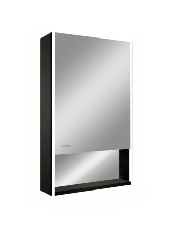 Зеркальный шкаф Filit Black 500х800 правый, лента в алюминиевом профиле, датчик движения (с функцией изменения яркости), розетка, логотип "Continent", открытая зеркальная ниша МВК183 Зеркальный шкаф Filit Black 500х800 правый, лента в алюминиевом профиле, датчик движения (с функцией изменения яркости), розетка, логотип "Continent", открытая зеркальная ниша МВК183