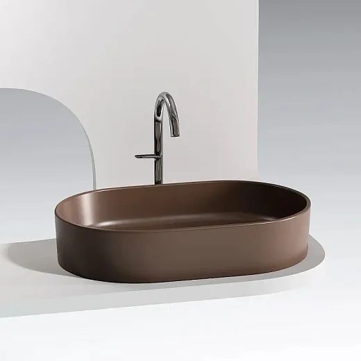 Раковина Ceramicanova Element CN6048MDB, 60 см, сантехфарфор, цвет темно-коричневый матовый