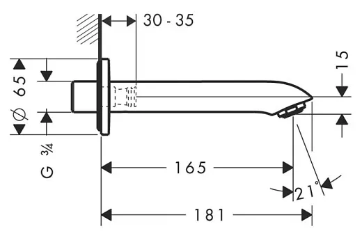 Излив Hansgrohe Metris для ванны, 31494000