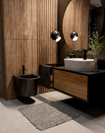 AQM2101MB Биде подвесное AQUAme, цвет черный матовый, с отв под смеситель, с переливом 515x360x345мм