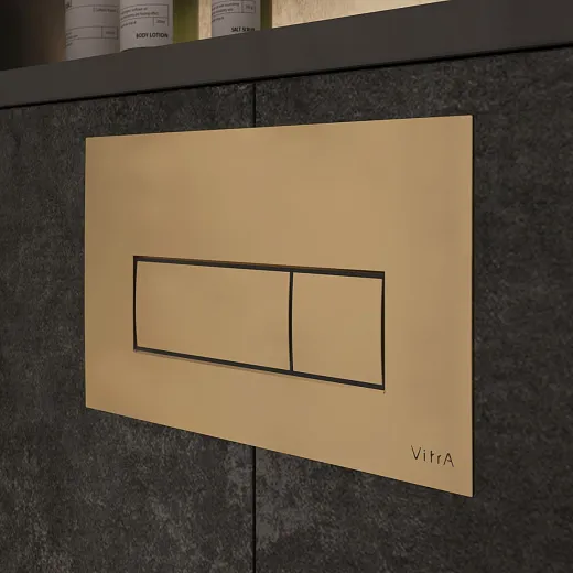 Кнопка смыва для инсталляции VitrA Root Square двойной смыв, брашированное золото 740-2325