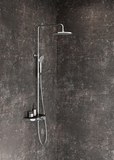 Душевая стойка Ravak Termo 300 TE 094.02/150 с термостатом и полочкой, черный Душевая стойка Ravak Termo 300 TE 094.02/150 с термостатом и полочкой, черный