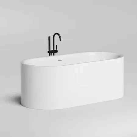 Ванна Salini Perla 1049101GF, 170 х 80 см, из искусственного камня S-Sense, с донным клапаном, цвет белый глянцевый, покраска по RAL полностью