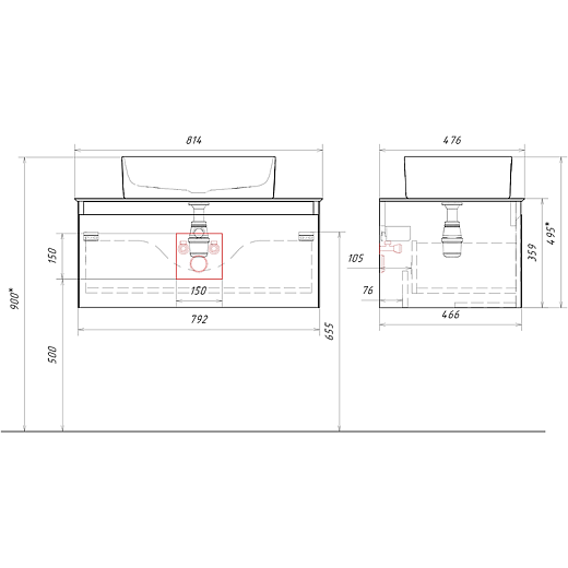 Столешница из керамогранита Aqwella STG814X476MW белый мрамор